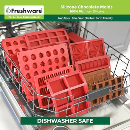 Freshware Silicone Chocolate Molds - [2PK] 30 Cavity Mini Candy Molds, Nonstick Silicone Bakeware for Chocolate, Candy, Gummy, Biscuit or Wax