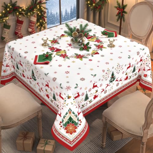 Christmas Elements Square Tablecloth 70x70 Inch Waterproof & Washable