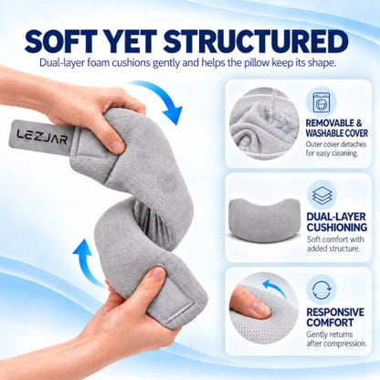 Adjustable Neck Pillow with Memory Foam Support, M (15.75-18.50 in Fit)