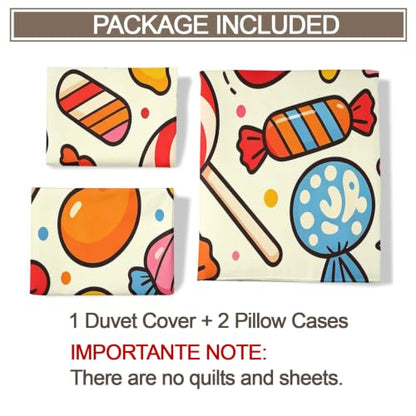 Pop Art Duvet Cover Queen Size - Retro Candy Comforter Cover Variation 11