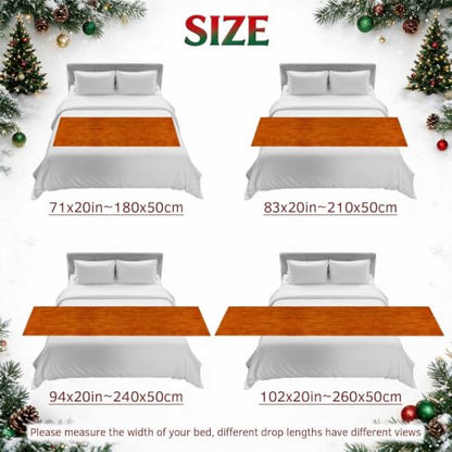 Burnt Orange King Size Bed Runner Scarf - Rustic Modern Farmhouse Decor 94x20