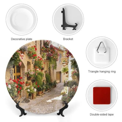 Tuscany Town Scenery Alley Bone China Decorative Plate - Artful Home Decor