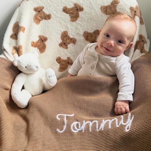 Corissy Personalized Baby Blanket with Embroidered Name - Blue, 32x40 Inches