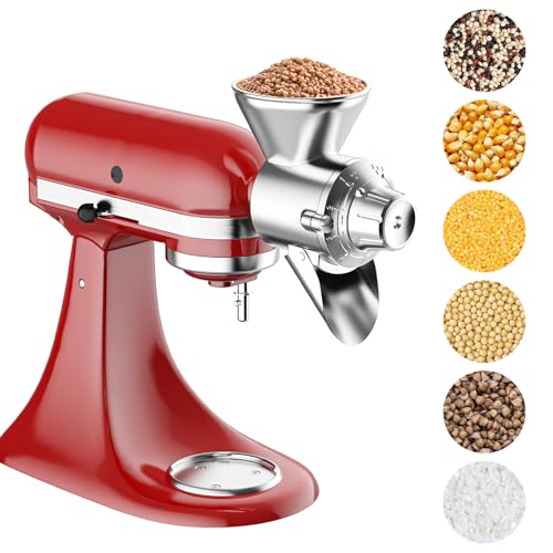 KitchenAid Grain Mill Attachment - All Metal, Silver - Versatile Dry Grain Grinder