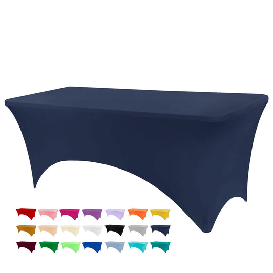 BDDC Table Covers for 4 Foot Tables, Spandex Table Covers 4ft, Navy Blue Table Cloths Rectangle 4ft for Events, Wedding, Banquets & Parties