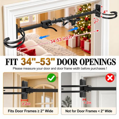 Adjustable Garland Hanger for Door Frame - Black, Fits 34-53 Inches