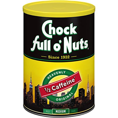 Chock Full o'Nuts Coffee, Heavenly Half Caffeine Ground, 10.3 Ounce