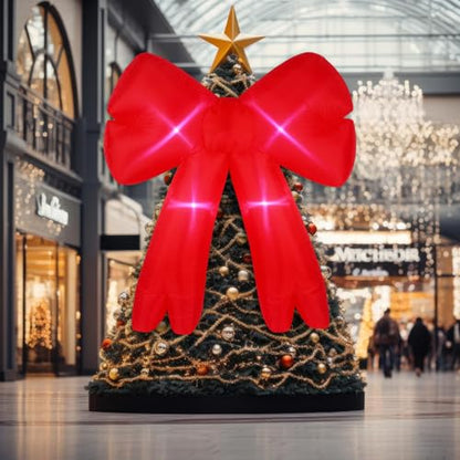 6 Ft Red Christmas Inflatable Bow with Lights - Outdoor Decor, 2 Pack