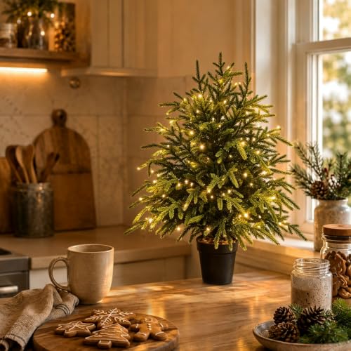 Gradient 2FT Pre-Lit Norfolk Pine Christmas Tree with Lights & Timer