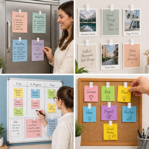 Self-Adhesive Wall Clips for Photos & Decor - 50 Pack