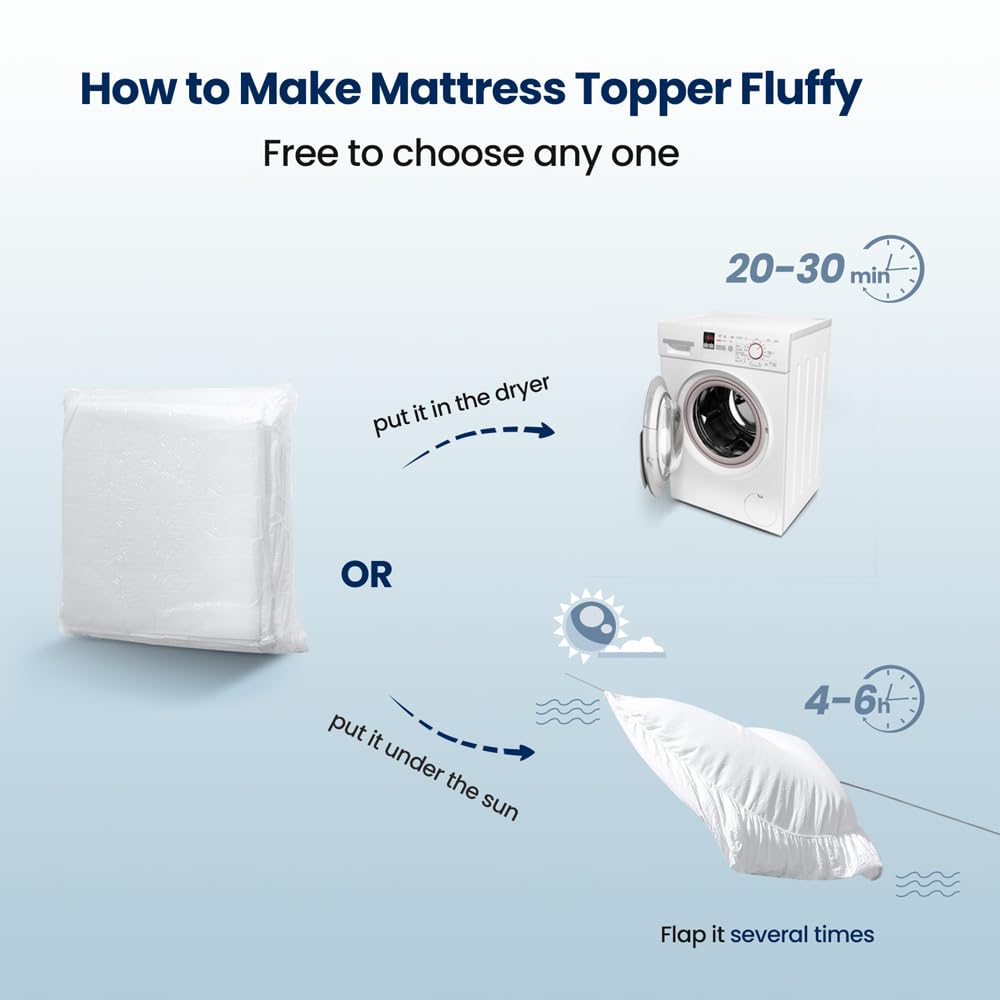 SOPAT Mattress Topper Full Size Extra Thick Mattress Pad 8-21" Deep Pocket Soft Down Alternative Fill Mattress Protector Pillow Top Mattress Cover (54x75 Inches, White)