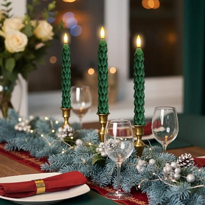 Christmas Tree Candles with Remote & Vintage Metal Holders - 6 Pack