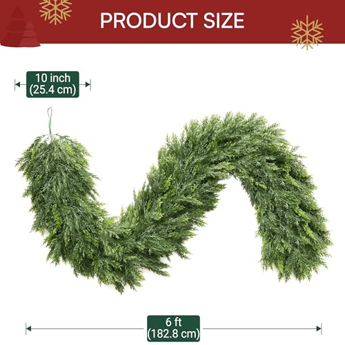 6ft Artificial Christmas Cedar Garland with Realistic Pine Design for Holiday Decor