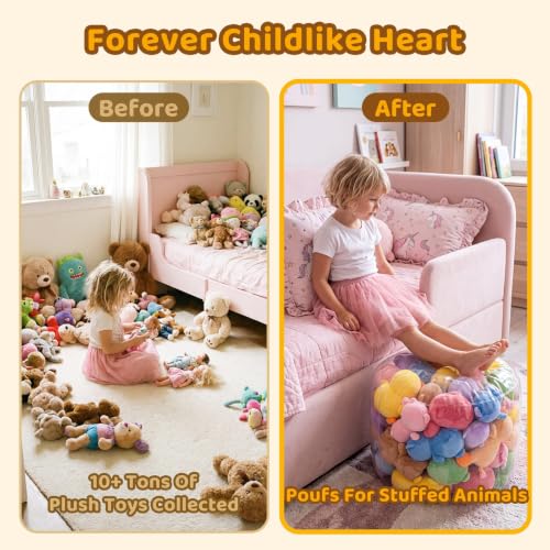 Clear Stuffed Animal Storage Ottoman - 2 Pack Kids Toy Organizer & Footrest