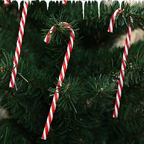 Plastic Candy Cane Christmas Ornaments - 12 Pack, Red & White Holiday Decor
