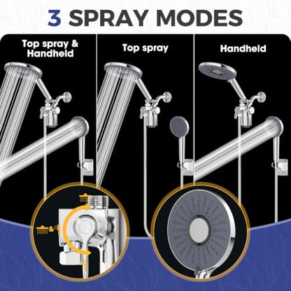 Filtered Shower Head High Pressure Handheld Chrome - Hard Water Filtered Shower Head with 3 Modes