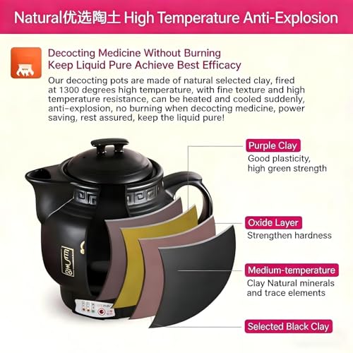 110V Fully Automatic Ceramic Decoction Pot with 1.06 Gallon Capacity - Black