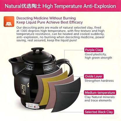 110V Fully Automatic Ceramic Decoction Pot with 1.06 Gallon Capacity - Black