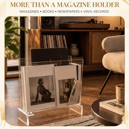 Acrylic Magazine Holder Floor Stand 15.7 x 7 x 13.8 Inch U-Shape Large Capacity