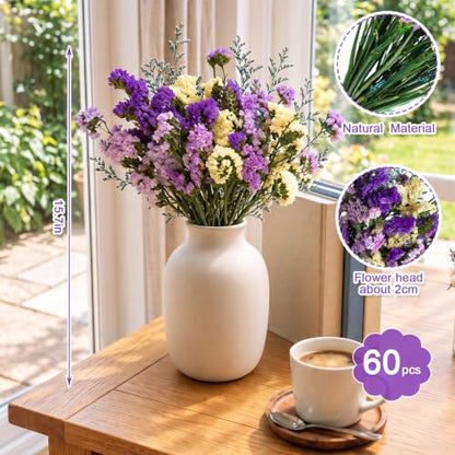 Rustic Dried Flower Bouquet with Statice & Forget-Me-Nots - 60 Stems