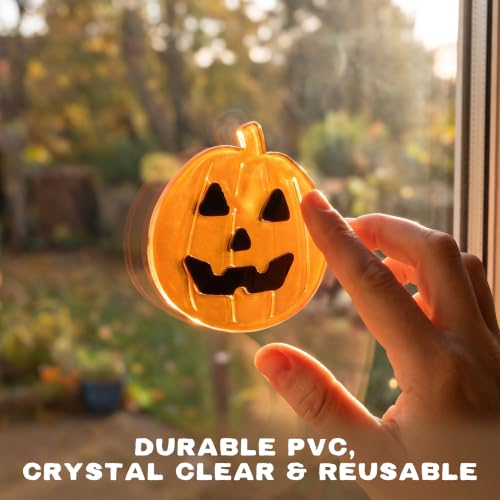 Halloween Gel Window Clings Decor Set - Spooky Ghost Pumpkins and Bats