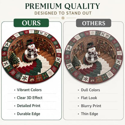 Christmas 3D Optical Illusion Round Rug - Holiday Floor Mat 40x40in (#U)