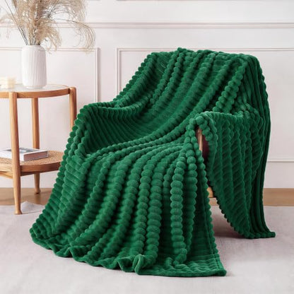 Christmas Green Throw Blanket for Couch Sofa 50x60 Inches - Striped Design