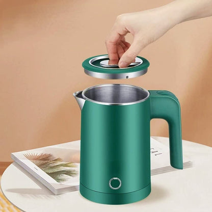 Small Portable Electric Kettle, 0.6L Mini Stainless Steel Travel Kettle, Portable Mini Hot Water Boiler Heater, Quiet Fast Boil & Cool Touch with Boil-Dry Protection (Green)