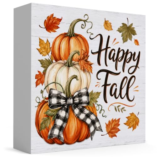 Happy3 Fall Wooden Sign - Rustic Pumpkin Autumn Home Decor
