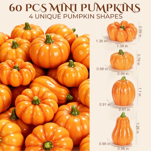 Mini Resin Pumpkins Set for Fall Decor, Thanksgiving & Autumn Arrangements