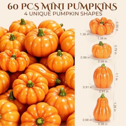 Mini Resin Pumpkins Set for Fall Decor, Thanksgiving & Autumn Arrangements