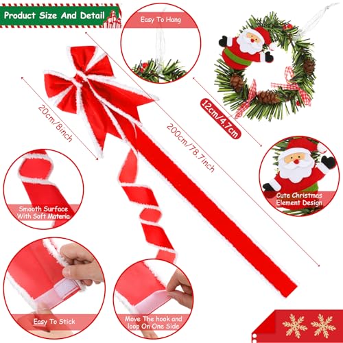 Christmas Cabinet Bows and Wreaths Set - Red White, Cute Variation