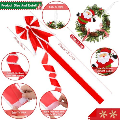 Christmas Cabinet Bows and Wreaths Set - Red White, Cute Variation