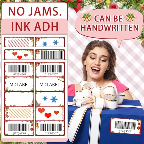Christmas Address Labels Bulk 250 Pack - Red Green Ball Ornament Variation