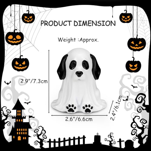 Mini Halloween Ghost Dog Figurines - Cute Resin Decor for Halloween and Shelf Display Variation of Halloween Decorations - Mini Cute Resin Ghost Dog for Halloween Decor