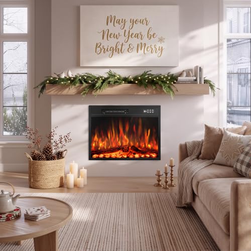 New 23 Inch Electric Fireplace Insert with Remote Control - Realistic Flame Effect