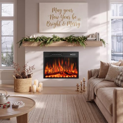 New 23 Inch Electric Fireplace Insert with Remote Control - Realistic Flame Effect