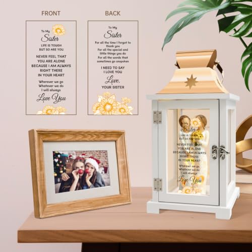 Homazing Sister Lantern Gift - Rose Gold, White & Brown Sister Gift Ideas for Mother's Day Christmas Thanksgiving