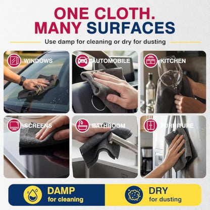 6-Pack Microfiber Magic Cleaning Cloths - Reusable Streak-Free Dust Wipes