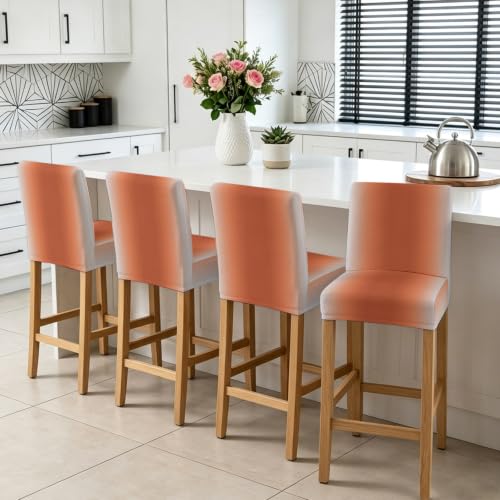Rust Orange Ombre Bar Stool Covers Set of 2 - Stretch Counter & Pub Chairs
