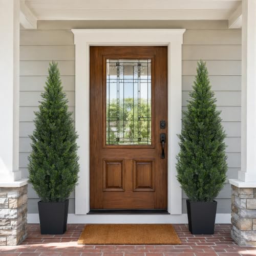 5Ft Artificial Cedar Topiary Trees with Pot - Realistic Outdoor & Indoor Decor