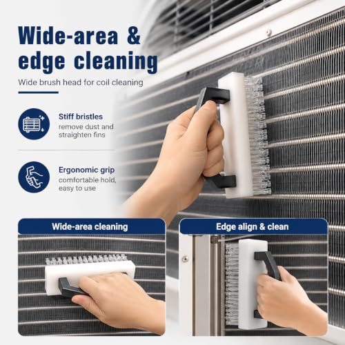6-Piece AC Coil Cleaning Kit with Fin Comb & Straightener for Condensers