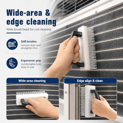 6-Piece AC Coil Cleaning Kit with Fin Comb & Straightener for Condensers