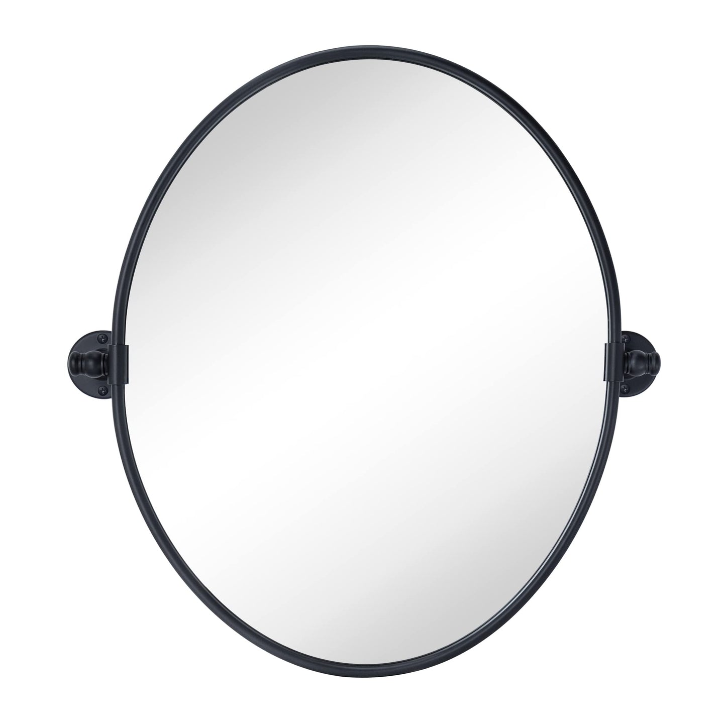 TEHOME Oval Black Metal Pivot Bathroom Vanity Mirror Tilting Vanity Mirrors for Wall 19 x 24''