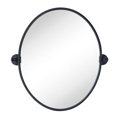 TEHOME Oval Black Metal Pivot Bathroom Vanity Mirror Tilting Vanity Mirrors for Wall 19 x 24''