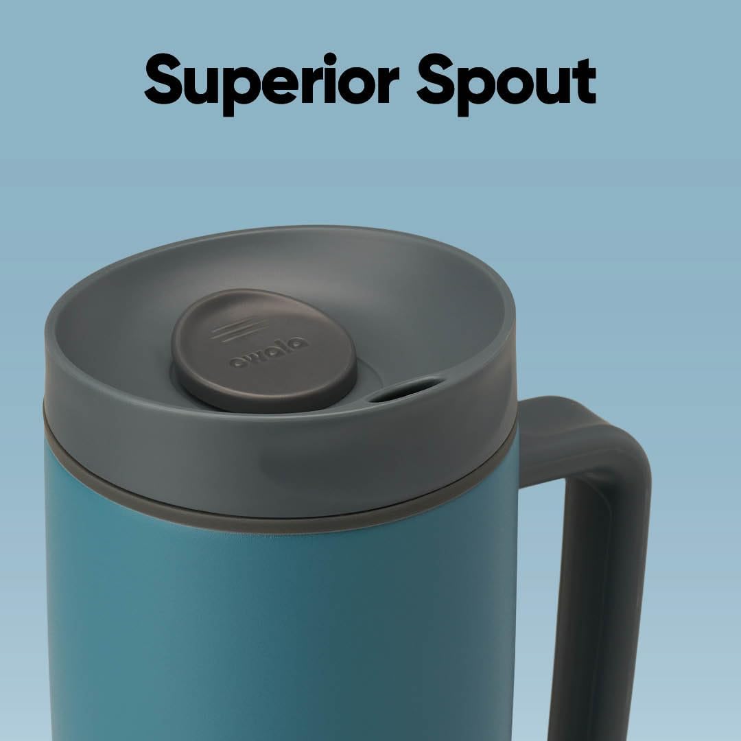 Owala SmoothSip Slider Travel Mug - 24 oz Stainless Steel Insulated, Leak Proof, Hot & Cold Drinks, BPA Free