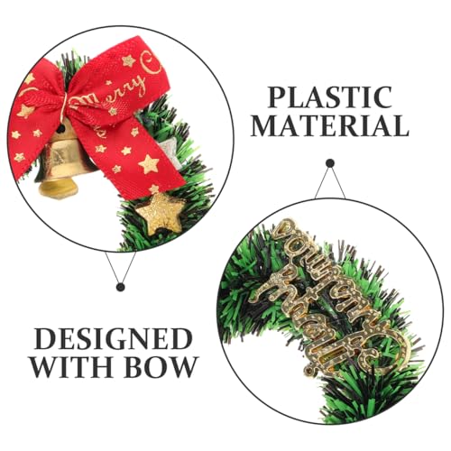 Mini Christmas Wreath Ornaments 6.5cm Holiday Decor Set with Bows Bells & Sign