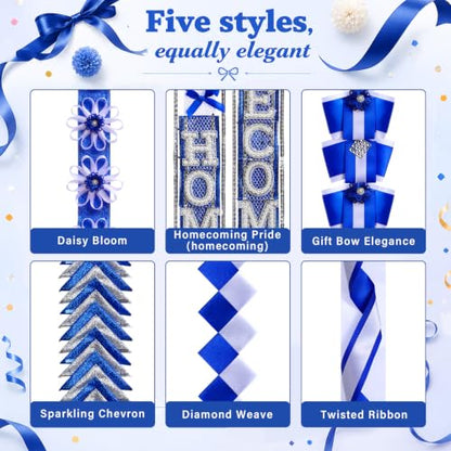 Homecoming Mum Braid Ribbons Set - Blue 30 Inch Craft Accessories