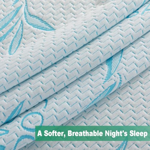SHOUREN Full-Size Mattress Topper Cover Blue 8-18 Inch Viscose Bamboo Protector