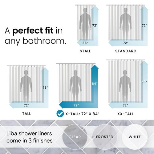 LiBa Bathroom Shower Curtain - Waterproof Plastic Shower Curtain Premium PEVA Non-Toxic with Rust Proof Grommets White 10G Heavy Duty Bathroom Accessories 72x84